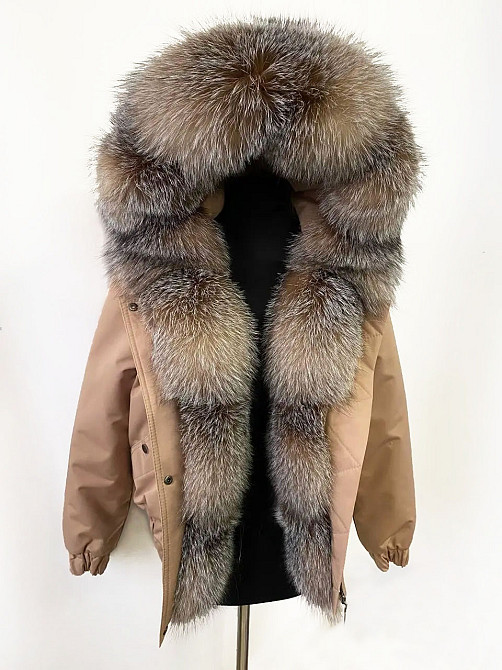 Бомбер женский с мехом блюфрост Золото 46 Харьков - изображение 4