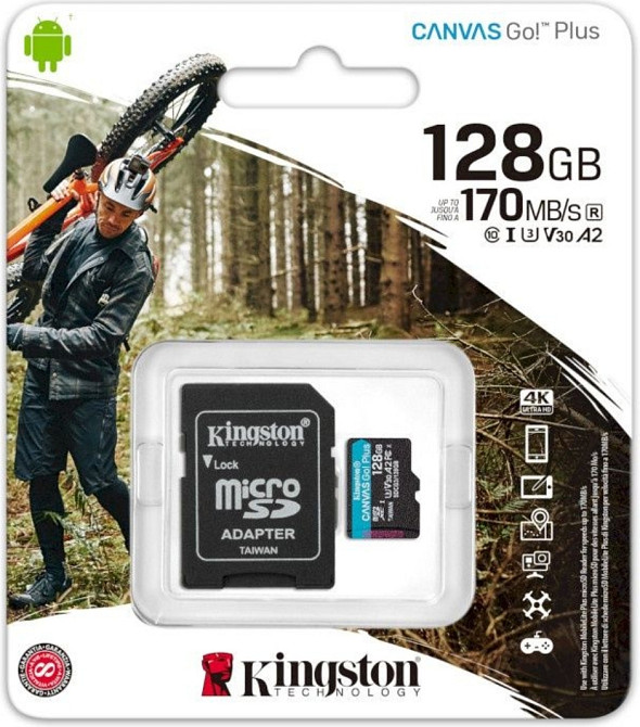 Карта памяти Kingston MicroSD 128GB Canvas Go! Plus (Original Киев - изображение 1