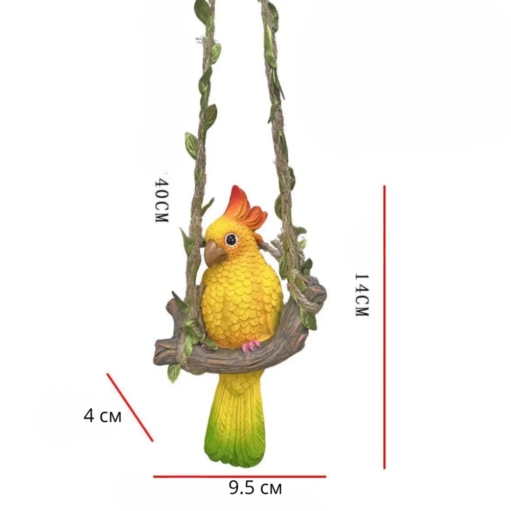 Садовая фигура Попугай Какаду на качели 14 х 9.5 х 4см Полистоун Одесса - изображение 9
