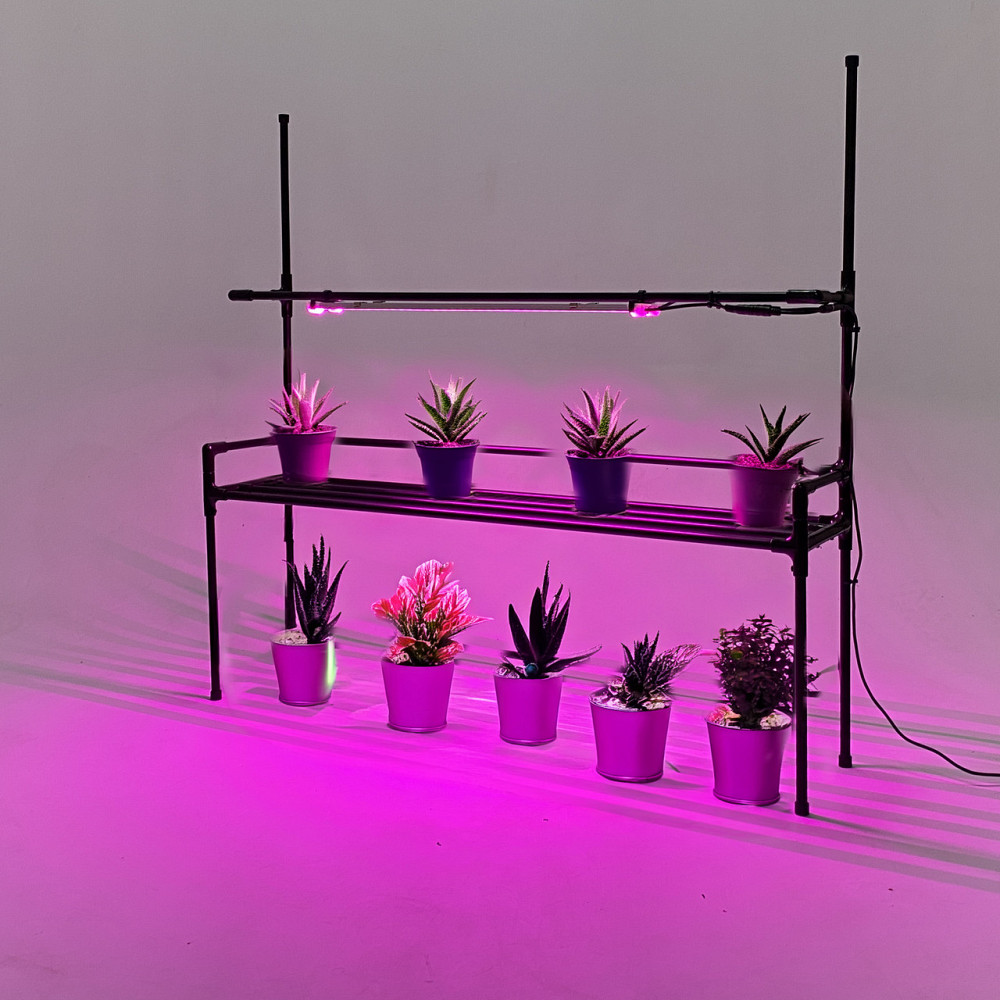 Підставка для квітів на підвіконня Lucia Bicolor 2 з подвійною фітолампою. Полиця для квітів на вікн Бориспіль - фото 3