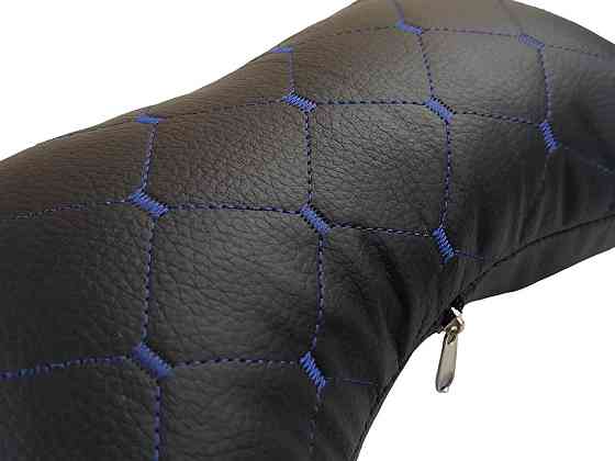 Подушка голову в авто екошкіра синя строчка (к-кт 2 шт) під Мукачево