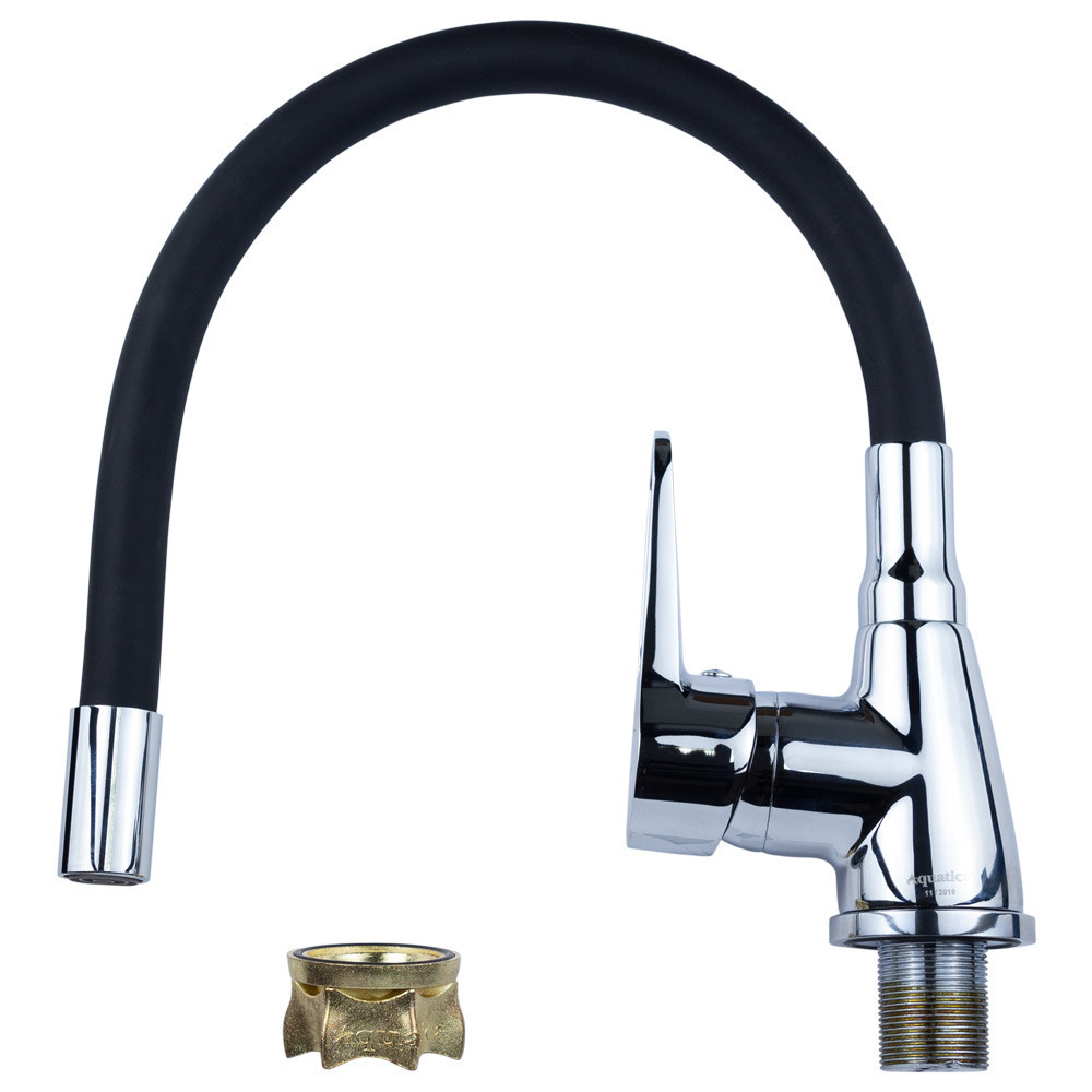 Смеситель HL Ø35 для кухни гусак силиконовый на гайке AQUATICA HL-4B530C (9734120) Киев - изображение 3