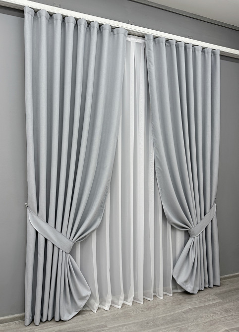 Комплект штор VR-Textil Блэкаут двусторонний Scandi № 1899ш Серо-голубой 130х270 см 2 шт (39-236) Киев - изображение 3