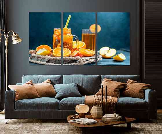 Модульна картина у вітальню/ спальню  Апельсиновий чай    ART-147_3A 70х130 см Київ