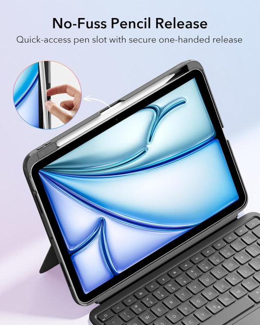 Чохол-клавіатура ESR Flex для iPad Air 11" (M4/M2/M1): магнітна знімна конструкція, великий трекпад, Bluetooth, темно-сірий Київ - фото 10