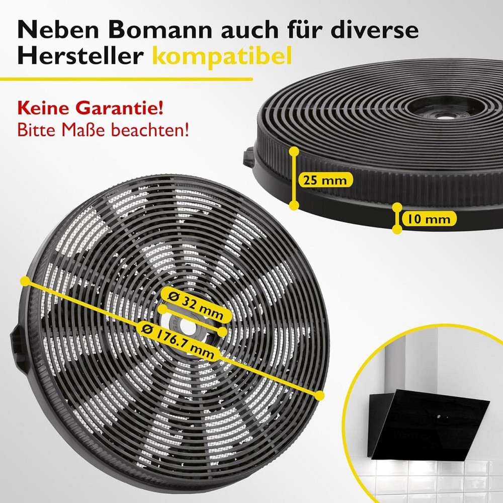 Набір вугільних фільтрів Bomann KF 574 для витяжок DU 7604 G, DU 7606 G, DU 7606.1 G, 2 шт. Київ - фото 5