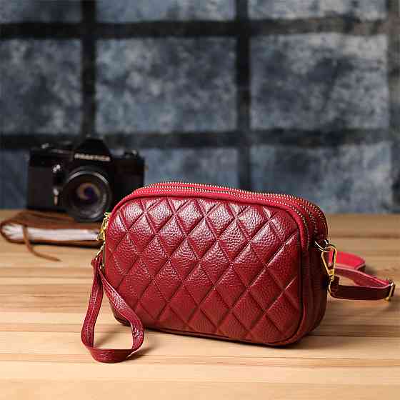 Сумка на три отделения для женщин из натуральной кожи Vintage 22889 Бордовый Киев