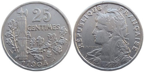 Франция 25 сантимов 1904 год Полтава - изображение 1