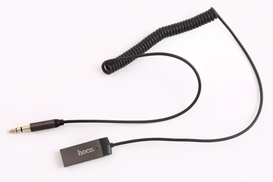 Адаптер Bluetooth 5.3 в AUX Hoco E78 с микрофоном, пружинный кабель 45-120 см Винница