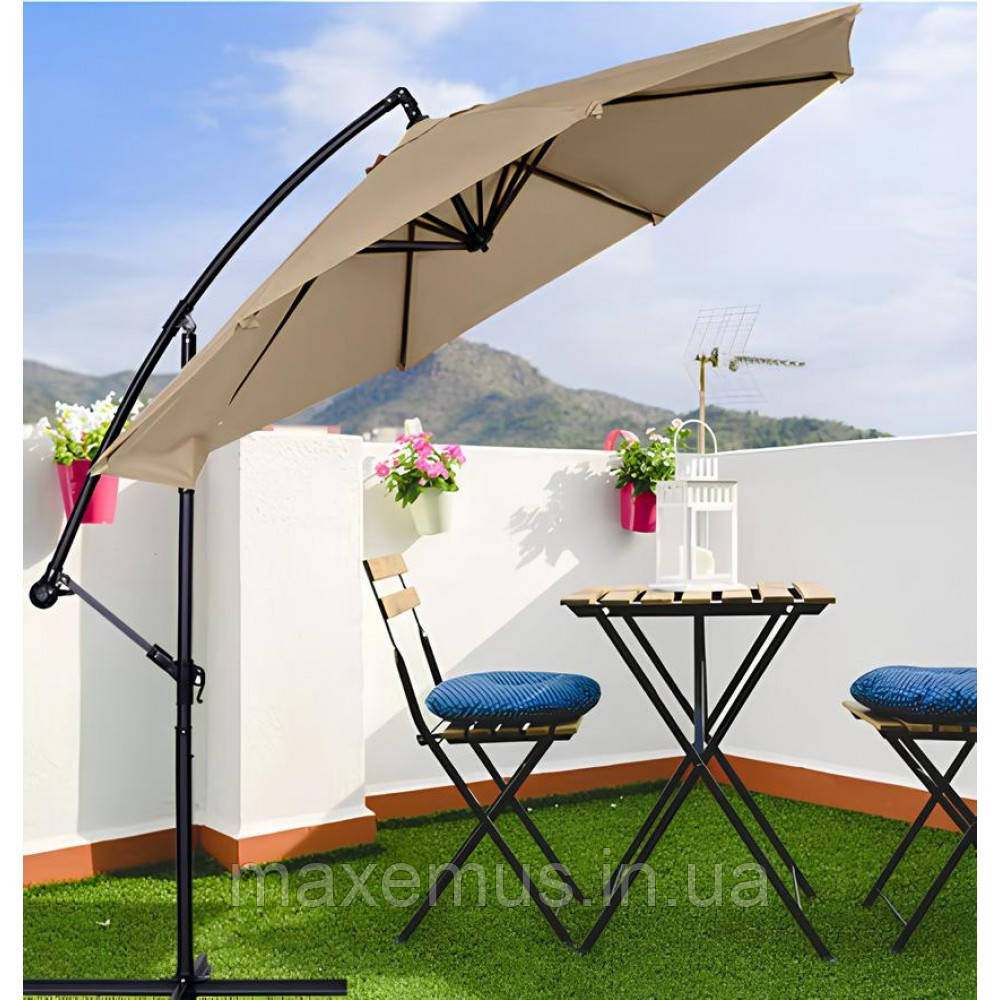 Садовая зонт Bonro B70 12 на 3 м 8 спиц зонта для террасы и сада бежевый + чехол Мостиська - фото 10