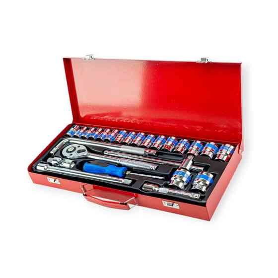 Набір інструменту 1/2" 25 шт, 8-32 мм з тріщ., подовжує., кардан. комір, головк. викрутка Strona Мукачево