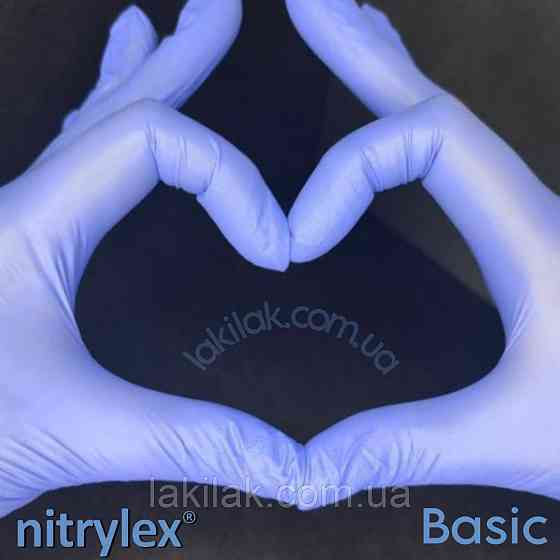 Рукавички нітрилові Nitrylex розмір L Basic 3,2гр (сині) 1 пара Херсон