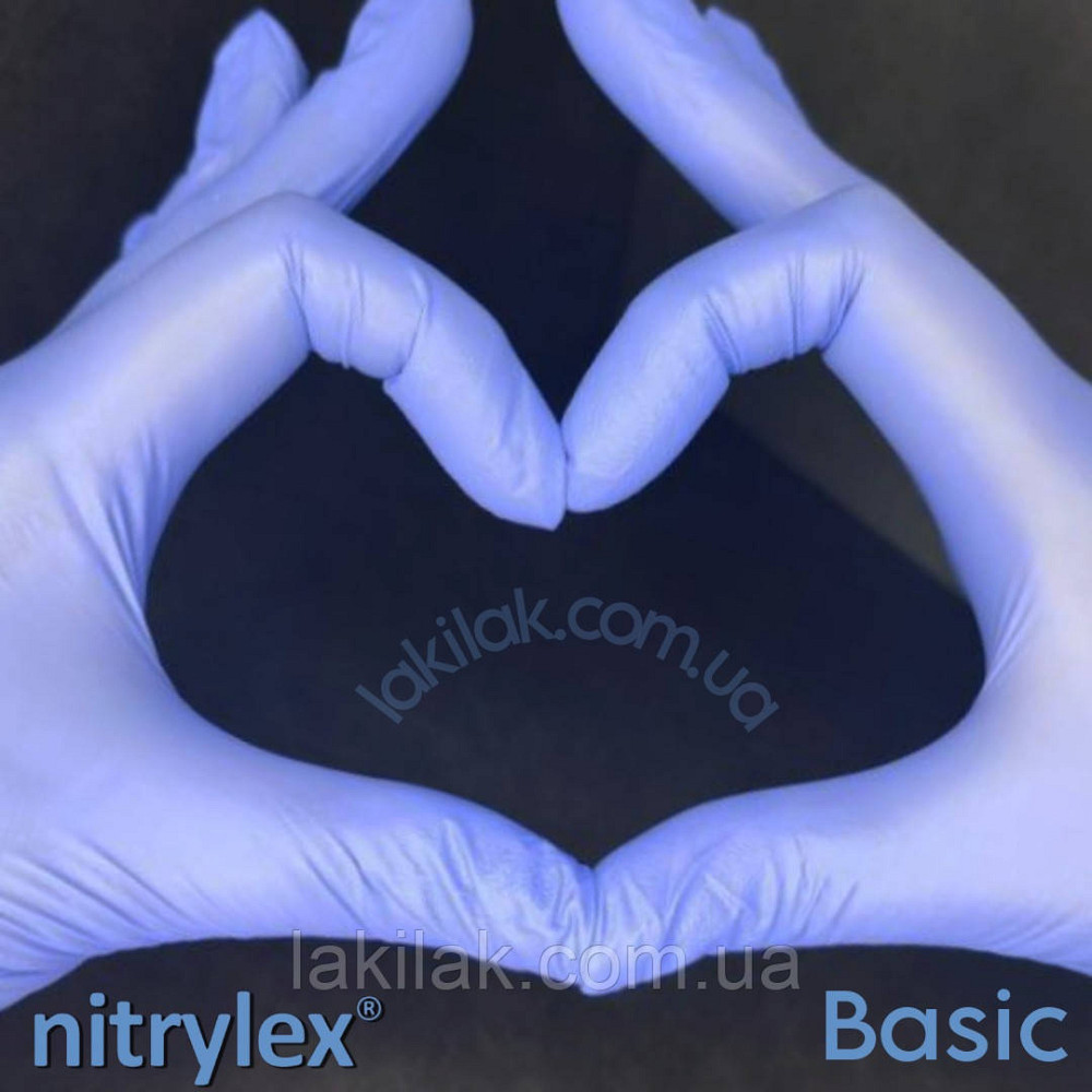 Рукавички нітрилові Nitrylex розмір L Basic 3,2гр (сині) 1 пара Херсон - фото 1