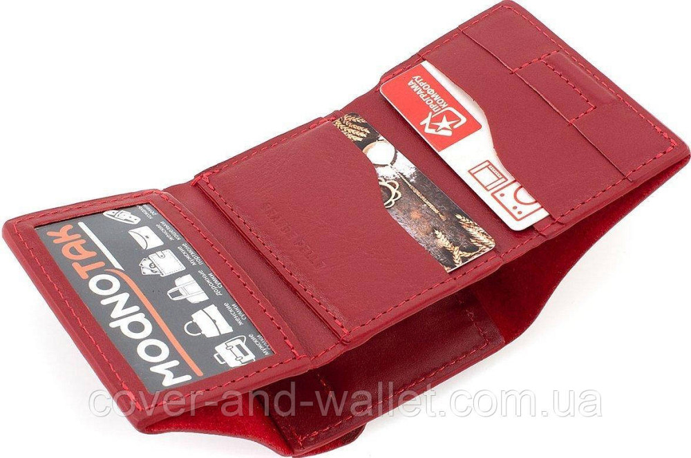 Мініатюрний жіночий гаманець із натуральної гладкої шкіри червоного кольору Grande Pelle Київ - фото 5
