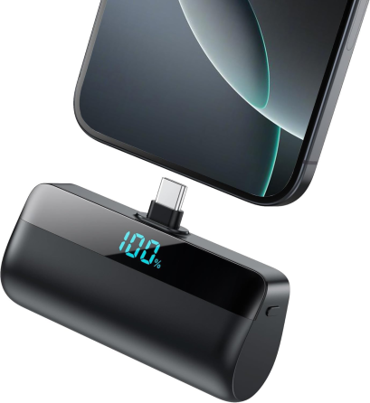 Повербанк Pxwaxpy 5200 мА·ч для iPhone 15/16, USB-C PD, быстрая зарядка, мини Power Bank с LCD-дисплеем, черный Киев