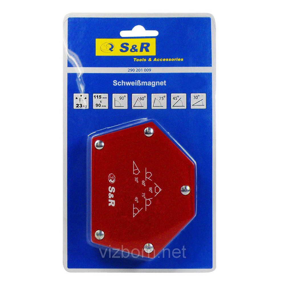 Магнітний кутник для зварювання 23 кг 5-кутний 30%, 45%, 60%, 75%, 90% S&R 290201009 Коломия - фото 3