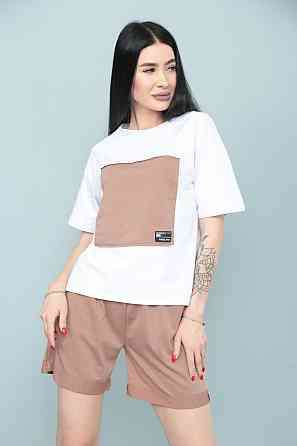 Двокольоровий костюм з шортами "Numb" оптом | Норма | Розпродаж моделі Капучіно, 46-48 Київ