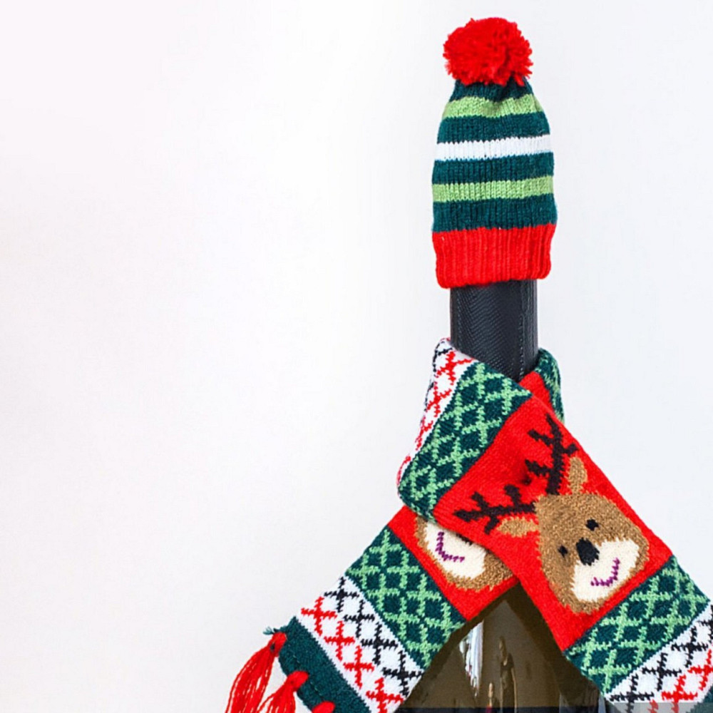 Декор на бутылку новогодний Шапка и шарф one size разноцветный Киев - изображение 4