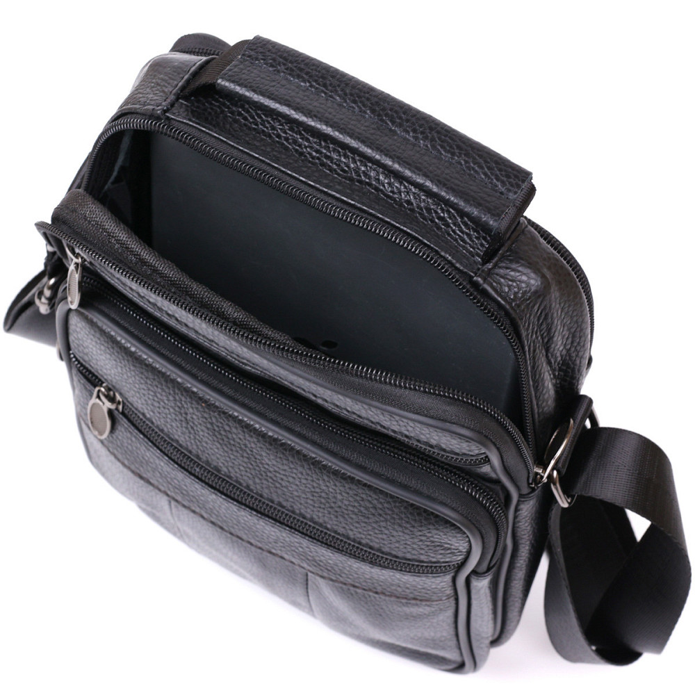 Чоловіча сумка з натуральної шкіри Vintage 20449 Чорний Київ - фото 6