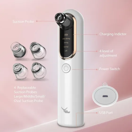 Вакуумный очиститель пор Yccu Y002 для лица, 4 режима, 4 насадки, USB, удаление черных точек Киев