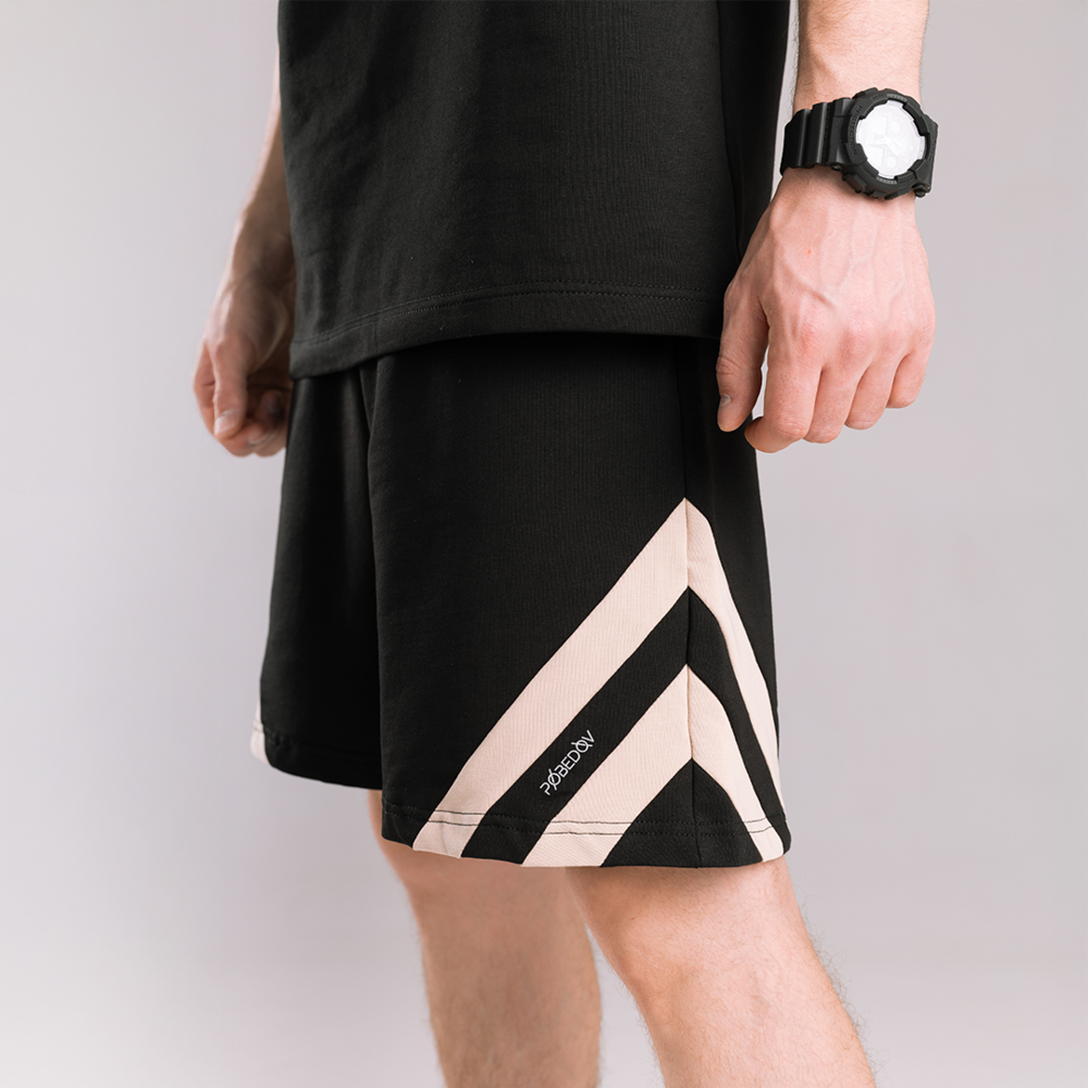 Мужской летний комплект шорты и футболка черный свободного кроя Pobedov Flow Киев - изображение 6