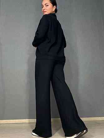 Костюм жіночий Joy one 382 вʼязаний брюки з кофтою на блискавці чорний, чорний, one size Київ