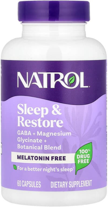 Підтримка сну з магнієм та ГАМК без мелатоніну Natrol Sleep & Restore 60 капс Київ - фото 1