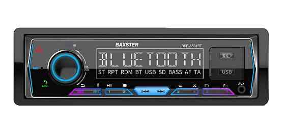 Автомагнітола 1DIN BAXSTER BSF-5531BT (Bluetooth/2USB/MicroSD/AUX/FM/SWI) RGB/знімна панель + пульт Харків