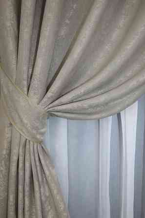 Комплект штор на люверсах VR-Textil Жакард Sultan XO № 1143ш 150х250 см 2 шт Капучино (37-0026) Київ