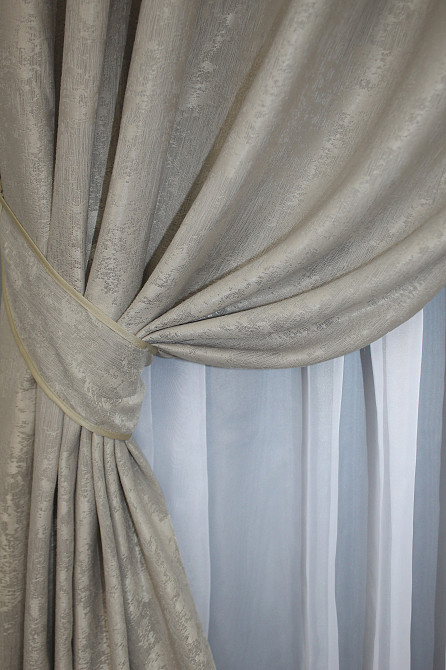 Комплект штор на люверсах VR-Textil Жакард Sultan XO № 1143ш 150х250 см 2 шт Капучино (37-0026) Київ - фото 4