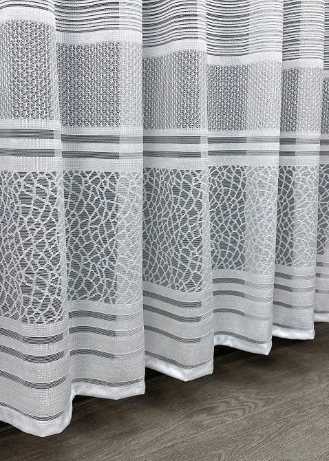 Короткий тюль жакард, висотою 2м, колір білий 1939т Київ - фото 2