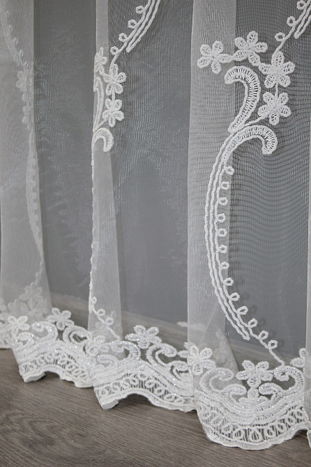 Тюль VR-Textil 1416т Фатин з вишивкою Білий 300х270 см (42-0212) Київ - фото 8