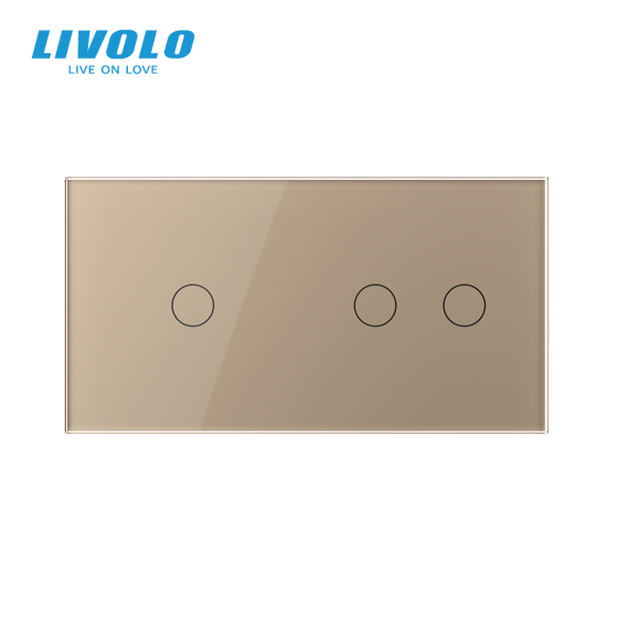 LIVOLO Сенсорний прохідний/перехресний вимикач 3 сенсора (1-2) LIVOLO золото матове скло Коломия