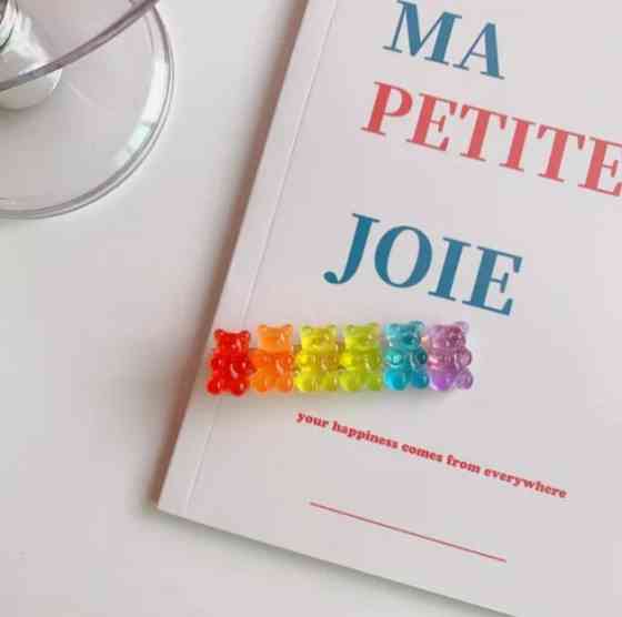 Бижутерия мишки заколка, разноцветная, размер 6см*1,7см, пластик Киев