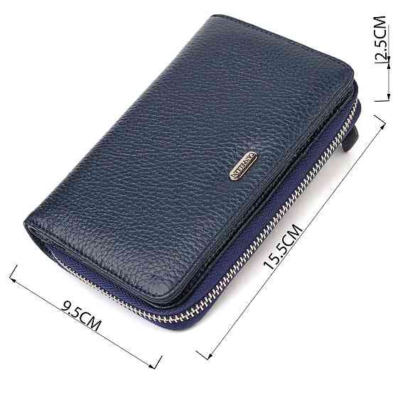 Практичное женское портмоне среднего размера из натуральной кожи CANPELLINI 21715 Синее Киев