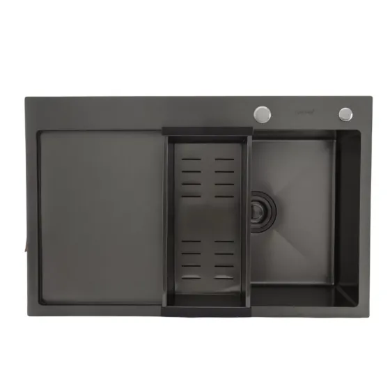 Кухонная мойка из нержавеющей стали GAPPO GS7850-6R 780x500 мм, чаша правая, (3.0/0.8 мм) черная Киев