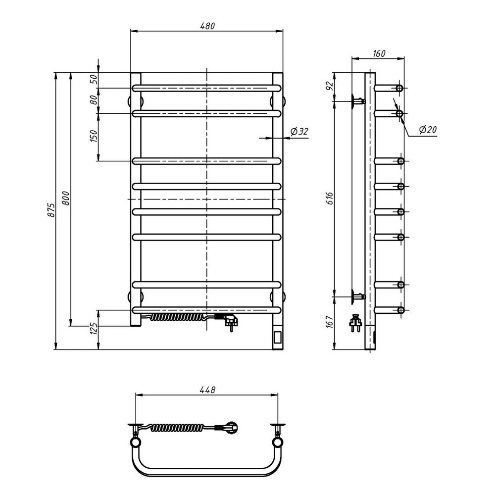 Рушникосушарка електрична NAVIN Симфонія 480х800 ліва сенсор з таймером Київ - фото 7