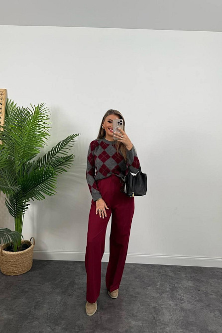 Жіночий оверсайз светр в геометричний принт машинна вʼязка Одеса - фото 6