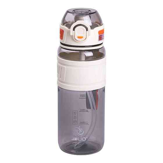 Пляшка для води з трубочкою та ремінцем 750 мл спортивная пляшка 23.5 см Біла HP-14-34W Київ