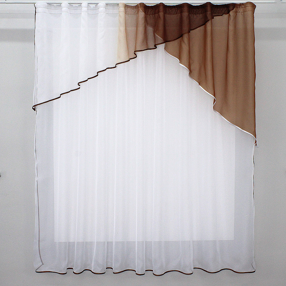 Кухонная занавесь (260х170см) цвет коричневый с белым 00к 59-329 Киев - изображение 1