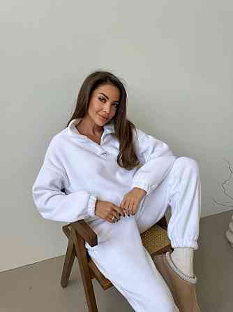 Женский повседневный костюм из плотного флиса полар. Белый, 42/44 Одесса