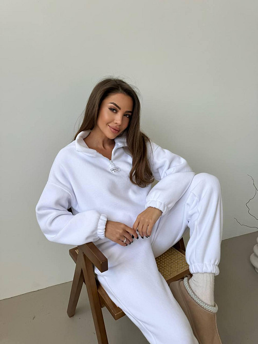 Женский повседневный костюм из плотного флиса полар. Белый, 42/44 Одесса - изображение 5
