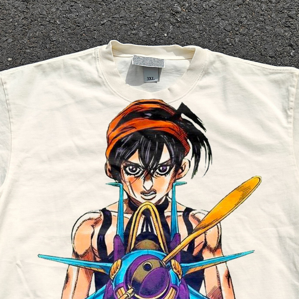 Футболка мужская с принтом аниме Аниме Джоджонаранкиа Гхирга Аеросмитх оверсайз (S/M/L) Черний Днепр - изображение 9