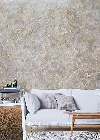 Шпалери вінілові на флізеліні гарячого тиснення DU&KA 1.06х10 вензель основа під штукатурку сірі коричневі Київ