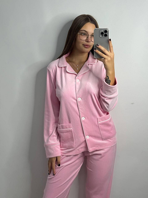 Костюм из плюшевого велюра на пуговицах с двумя карманами S Зефирный Харьков - изображение 3