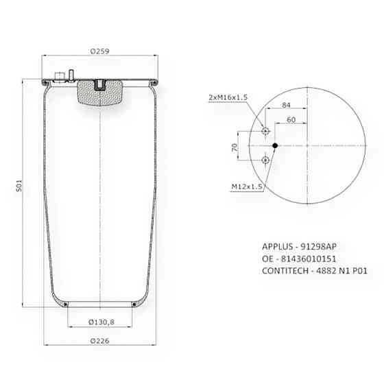 Пневмобалон TGA 00-, TGS 05- TGX-06-CONTI (4882 N1 P01) Man Мукачево