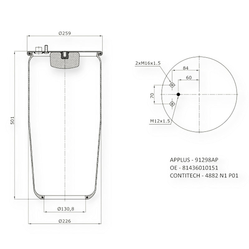 Пневмобалон TGA 00-, TGS 05- TGX-06-CONTI (4882 N1 P01) Man Мукачево - фото 1