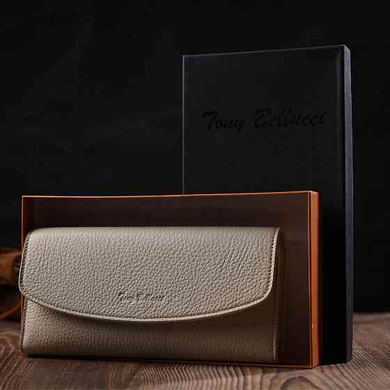 Цікавий жіночий гаманець з монетницею на блискавці з натуральної шкіри (Tony Bellucci) Київ