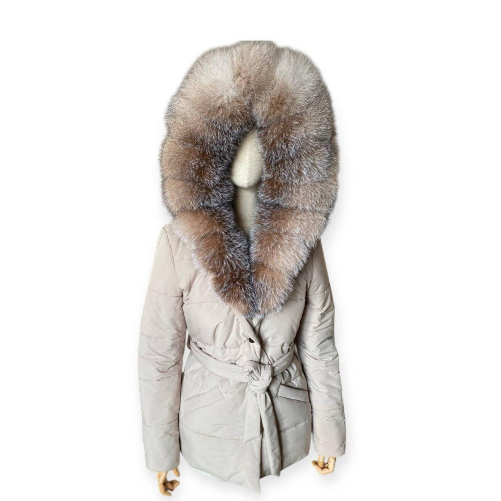 Жіночий пуховик Oslo з хутром фінського песця Бежевий, 52, Рудий Блюфрост Харків - фото 5