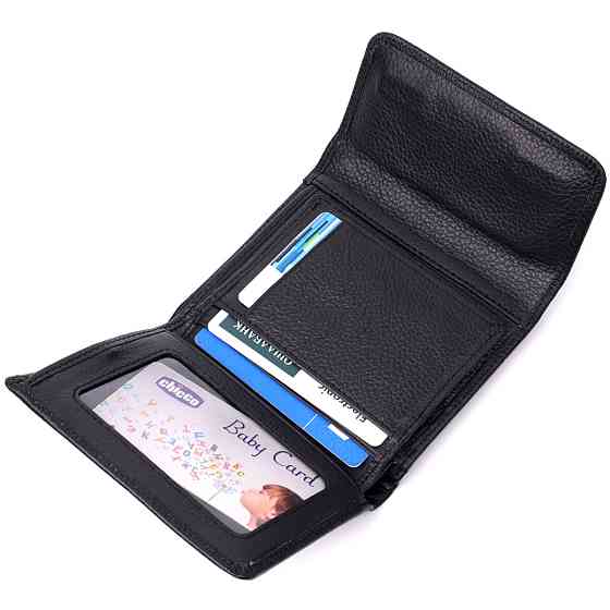 Симпатичный женский кошелек с монетницей из натуральной кожи ST Leather 19481 Черный Киев